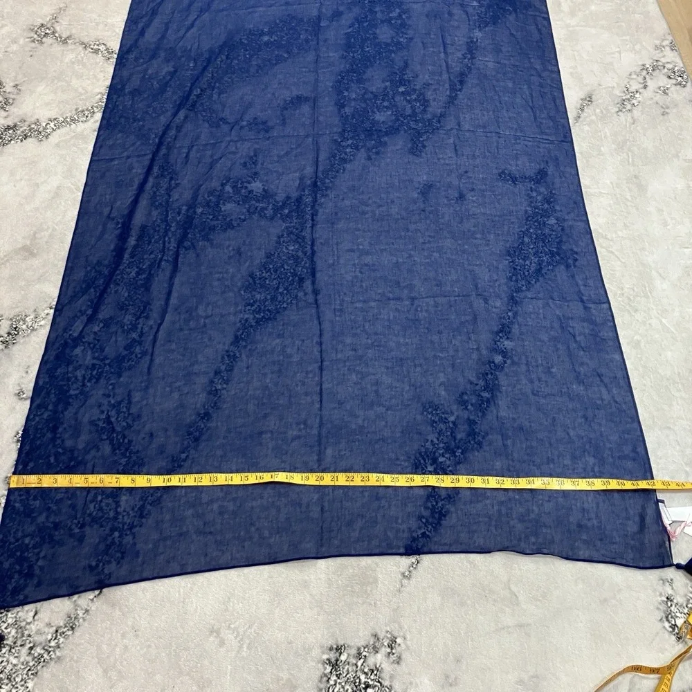 NWT Vineyard Vines Martha's Vineyard Navy Cotton Linen Tassel Scarf Wrap Shawl